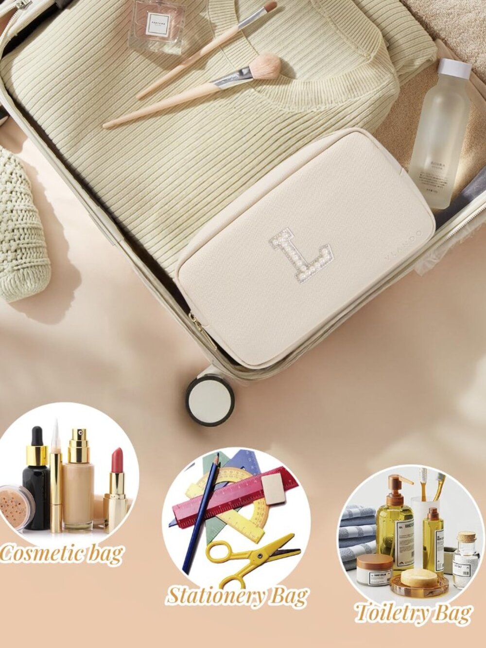 Travel Gifts for Women Make up Bag Bridesmaid Proposal Gifts Pearl Letter Pouch - Picture 7 of 7